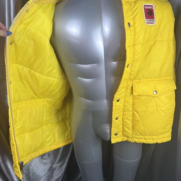 Vintage Swingster Racing Jacket Mens XL Crows Hybrids Yellow 70s Puffer Coat USA - Picture 6 of 16